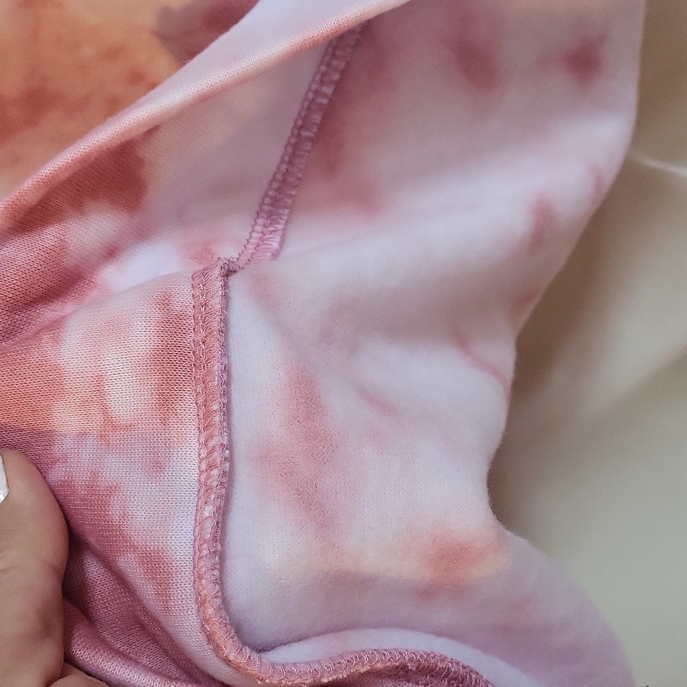 Bobbie Brooks XL Ladies Tie Dye Pink/white Sweatshirt with Hoodie Lounge - Picture 6 of 7